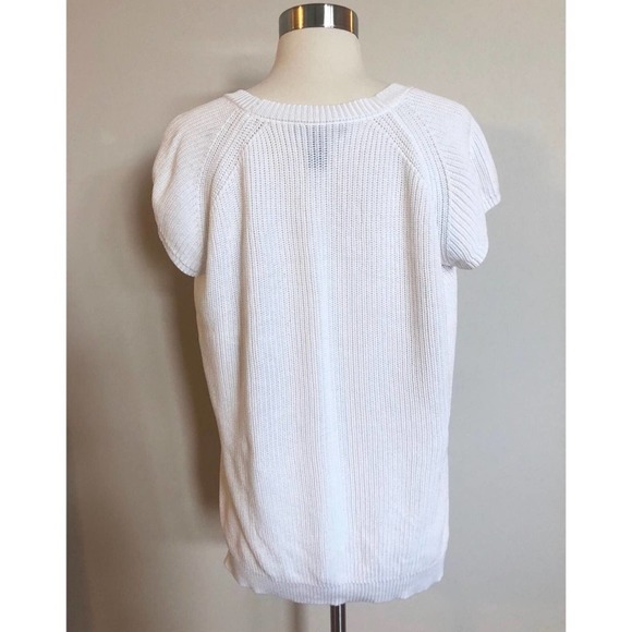 Kenneth Cole Blouse Women Sweater Short Sleeve Faux Leather White Extra Small - Picture 3 of 7